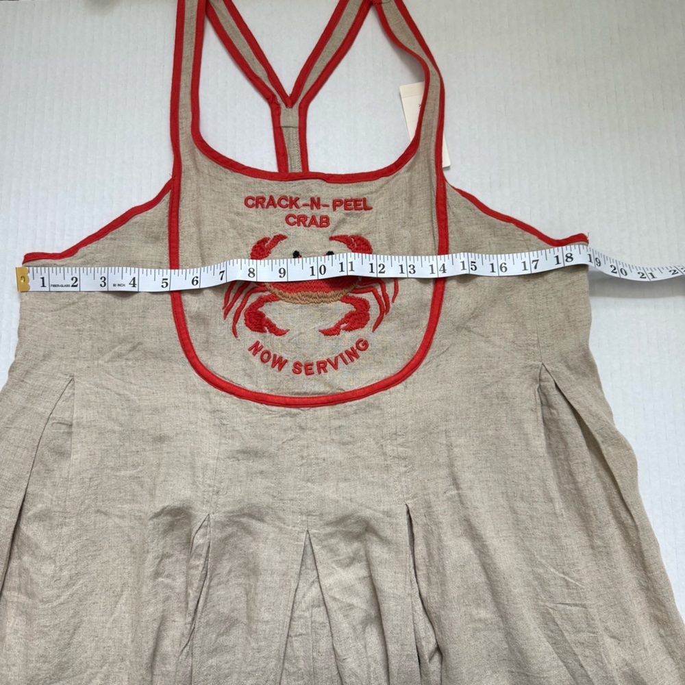 Anthropologie Celandine Beige Crab Shack Bib Linen Blend Mini Dress - Picture 6 of 9